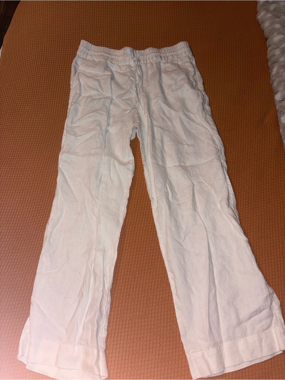 Tommy Bahama White Relaxed 100% Linen-Blend Pants